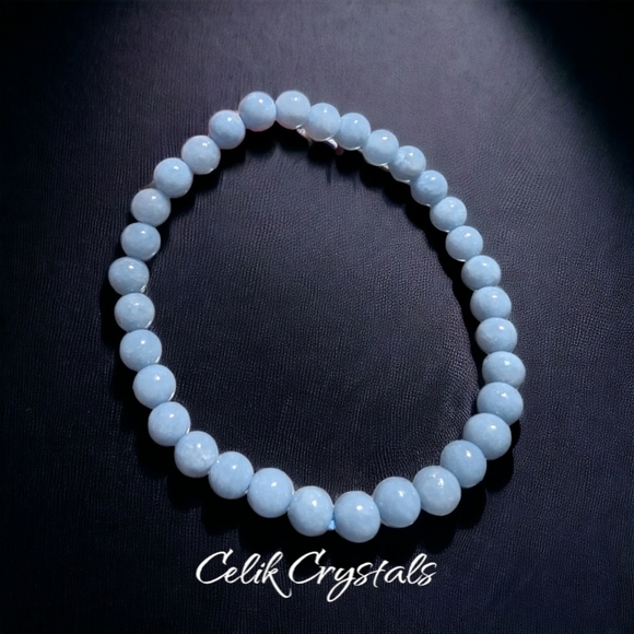 Angelite Bracelet Rare Natural Stones 6mm Women's Healing Bracelet - Picture 3 of 5